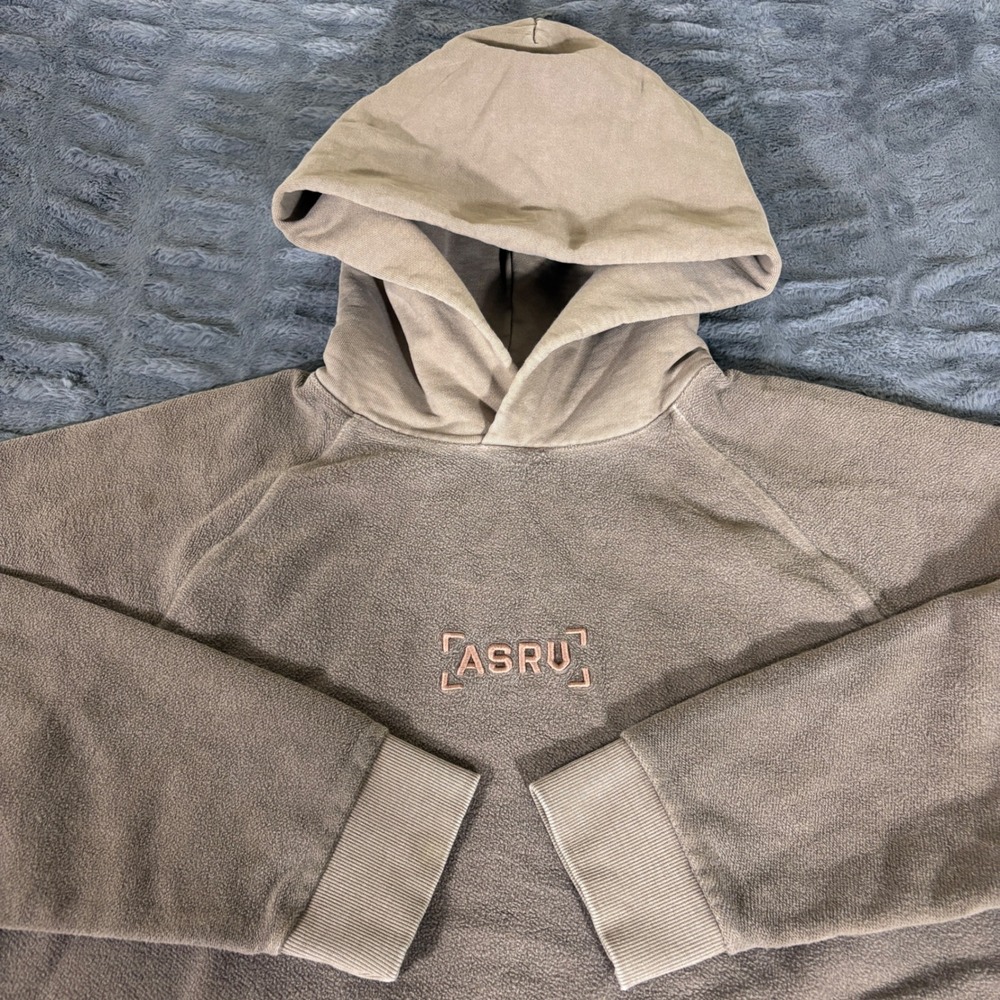 ASRV Technical Sportswear Fleece Hoodie Taupe Brown Mens Large AR872